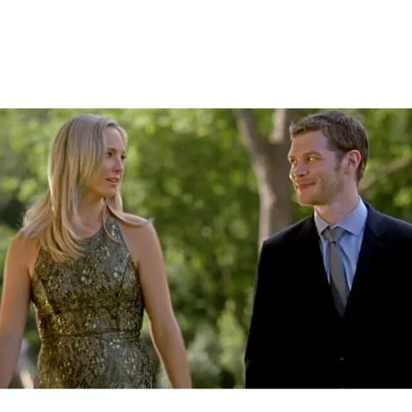 ASO CAROLINE FORBES THE VAMPIRE DIARIES TVD Dress Gold Lace Dress RARE - Picture 5 of 12